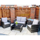 4 Seater PE Rattan Garden Sofa Set Grey - Furniture Network