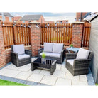 4 Seater PE Rattan Garden Sofa Set Grey - Furniture Network