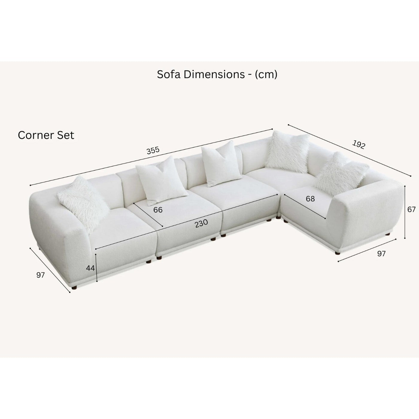 Lottie Modular Corner Sofa in Cream White - Furniture Network