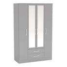 Lynx 4 Door Mirrored Wardrobe in Grey - Furniture Network