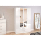 Lynx 4 Door Mirrored Wardrobe in White - Furniture Network