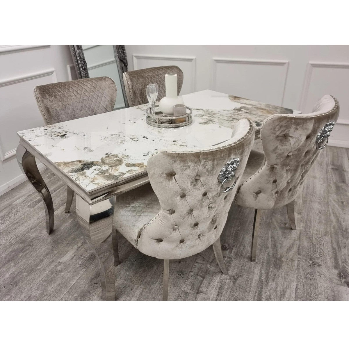 Xavia 1.8m Dining Table with White, Grey, Pandora or Black Marble Top - Furniture Network