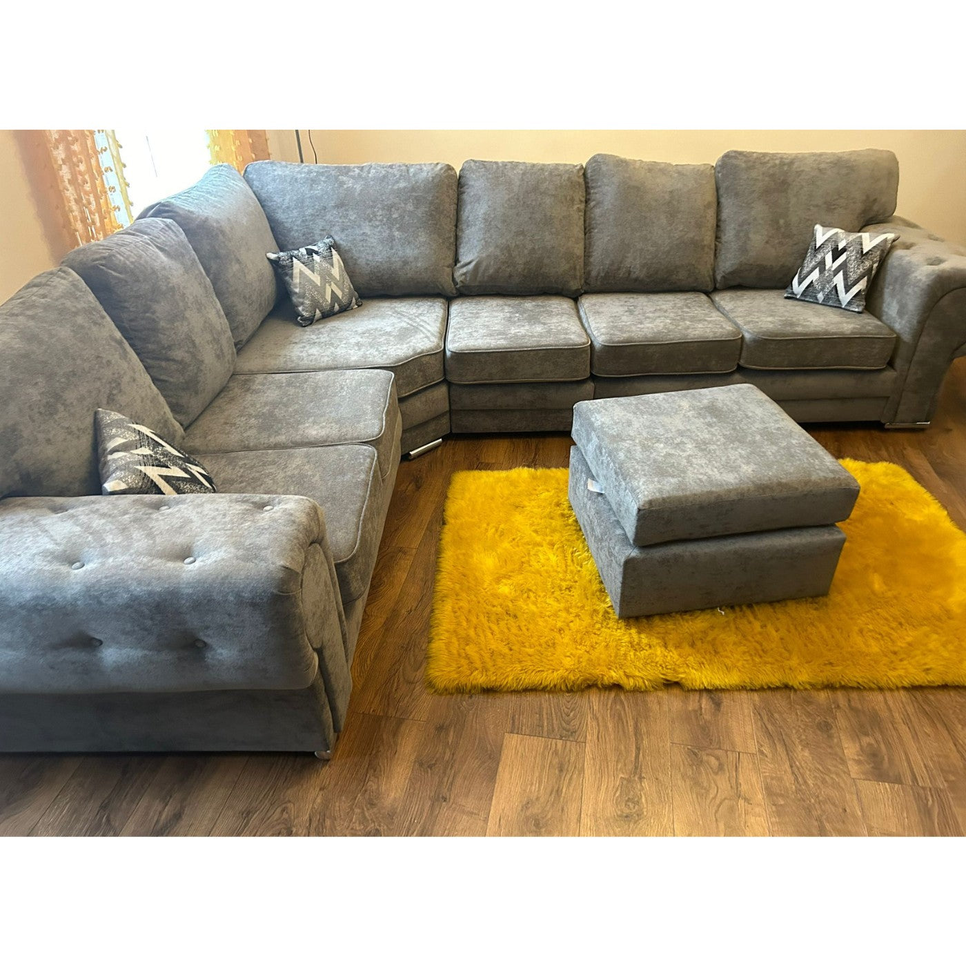 Verona Full Back 6 Seater Left or Right Large Corner Sofa Grey - Furniture Network