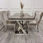 Xavia 1.8m Dining Table with White, Grey, Pandora or Black Marble Top - Furniture Network