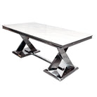 Xavia 1.8m Dining Table with White, Grey, Pandora or Black Marble Top - Furniture Network