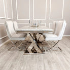 Xavia 1.8m Dining Table with White, Grey, Pandora or Black Marble Top - Furniture Network