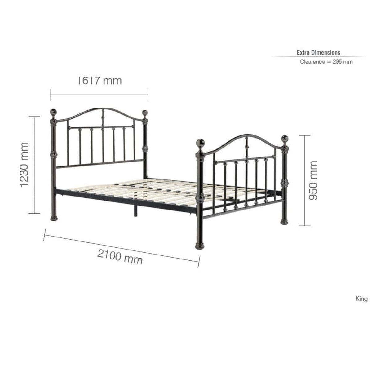 Victoria Black Metal Bed - Double or King Size - Furniture Network