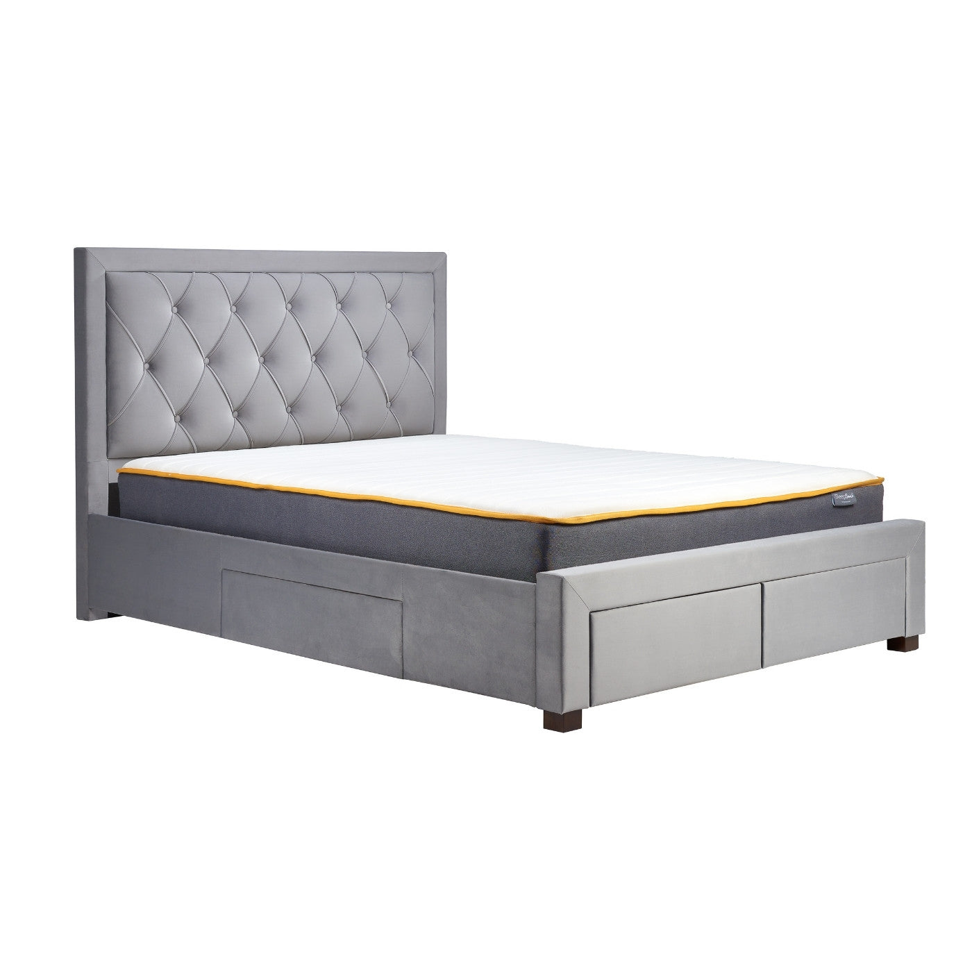 Woodbury Grey Velvet Fabric Storage Bed - Double, King, Super King - Furniture Network