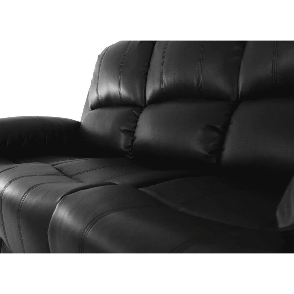 Valencia Recliner Corner Sofa in Black Leather - Furniture Network