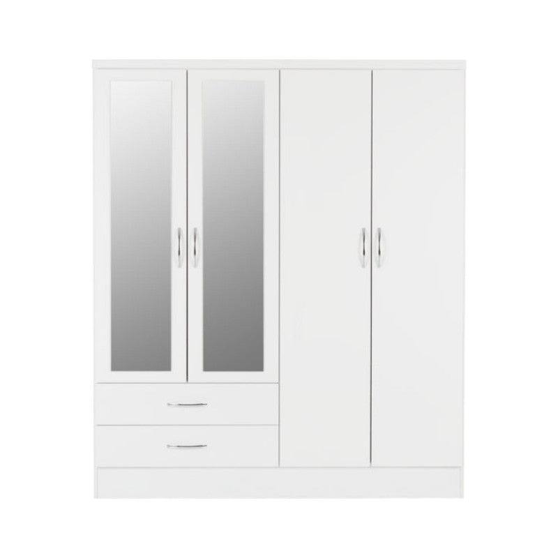 Nevada 4 Door 2 Drawer Mirrored Wardrobe - Furniture Network