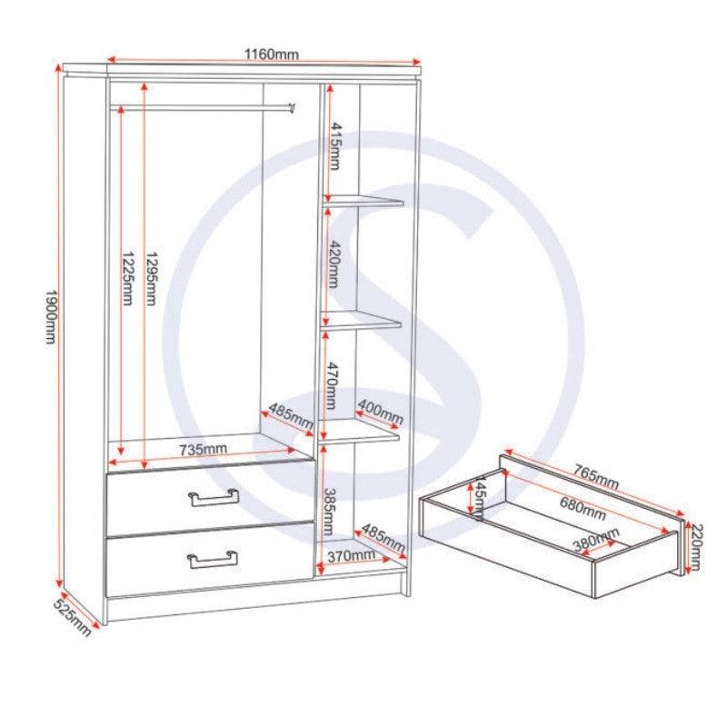 Charles 3 Door Mirrored Wardrobe - Furniture Network