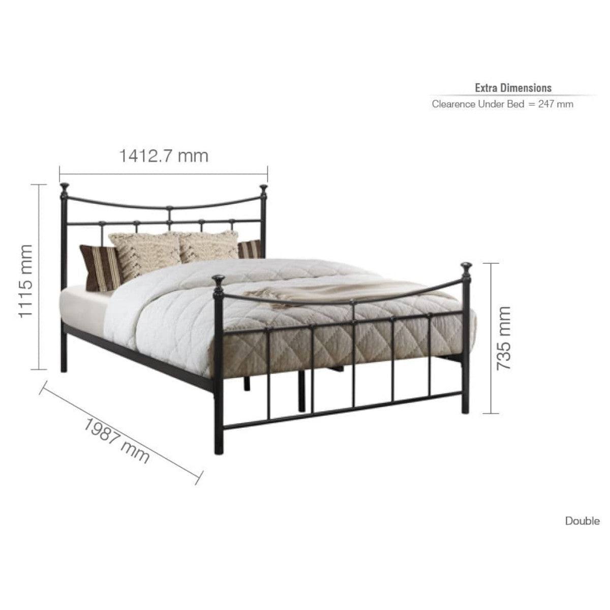 Emily Cream or Black Metal Bed - Single, Queen, Double - Furniture Network