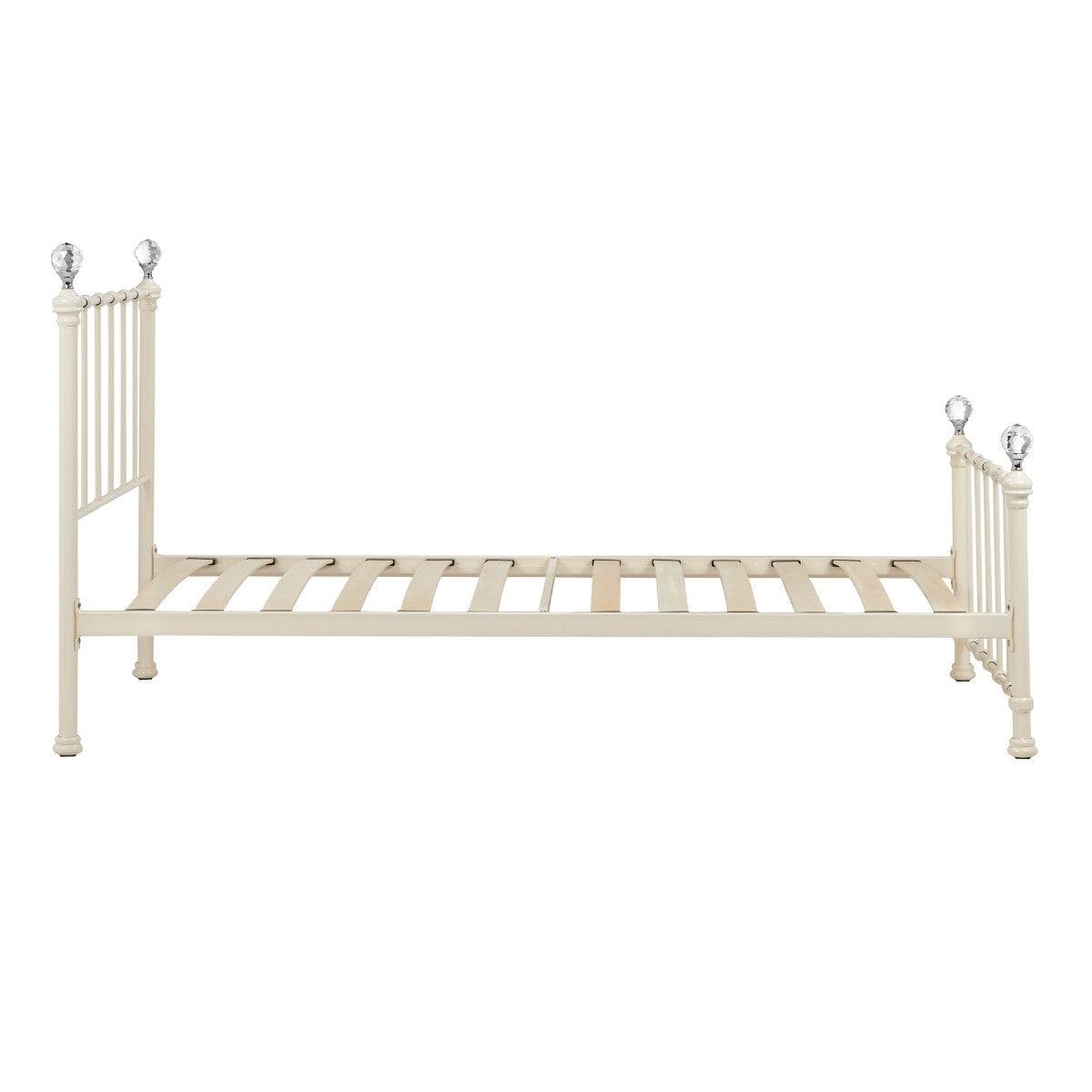 Jessica Cream White Single Metal Bed - Furniture Network