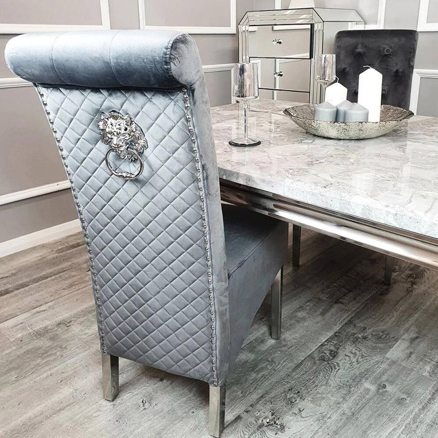 Emma Dining Chair with Lion Knocker & Quilted Back - Furniture Network