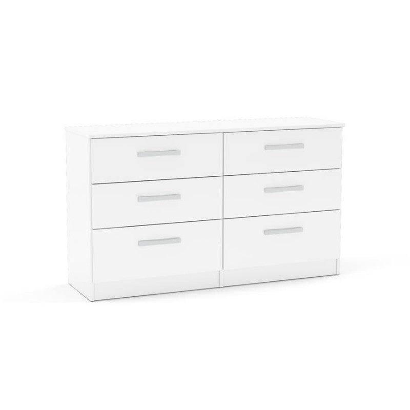 High-Gloss Lynx 6 Drawer Chest in Grey, Black, White, Brown, Silver - Furniture Network