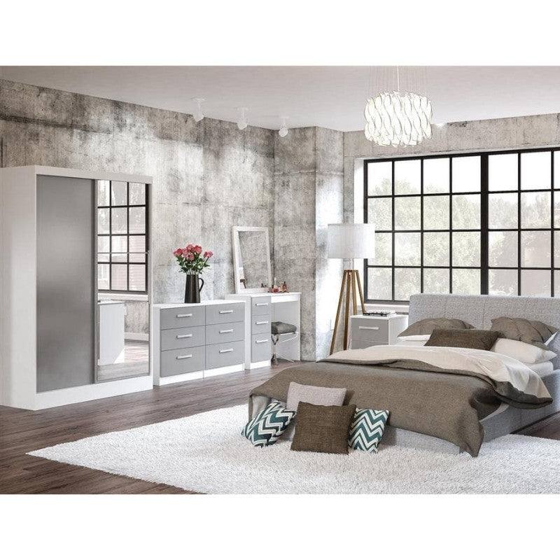 Lynx 2 Door Sliding Mirrored Wardrobe in Grey - Furniture Network