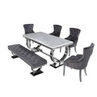 Arriana Dining Table - White, Grey, or Black Marble Effect or Glass - Furniture Network