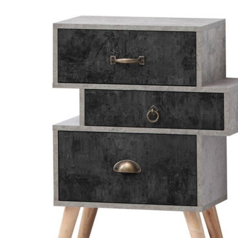 Nordic Style 3 Drawer Bedside Chest in Black - Furniture Network