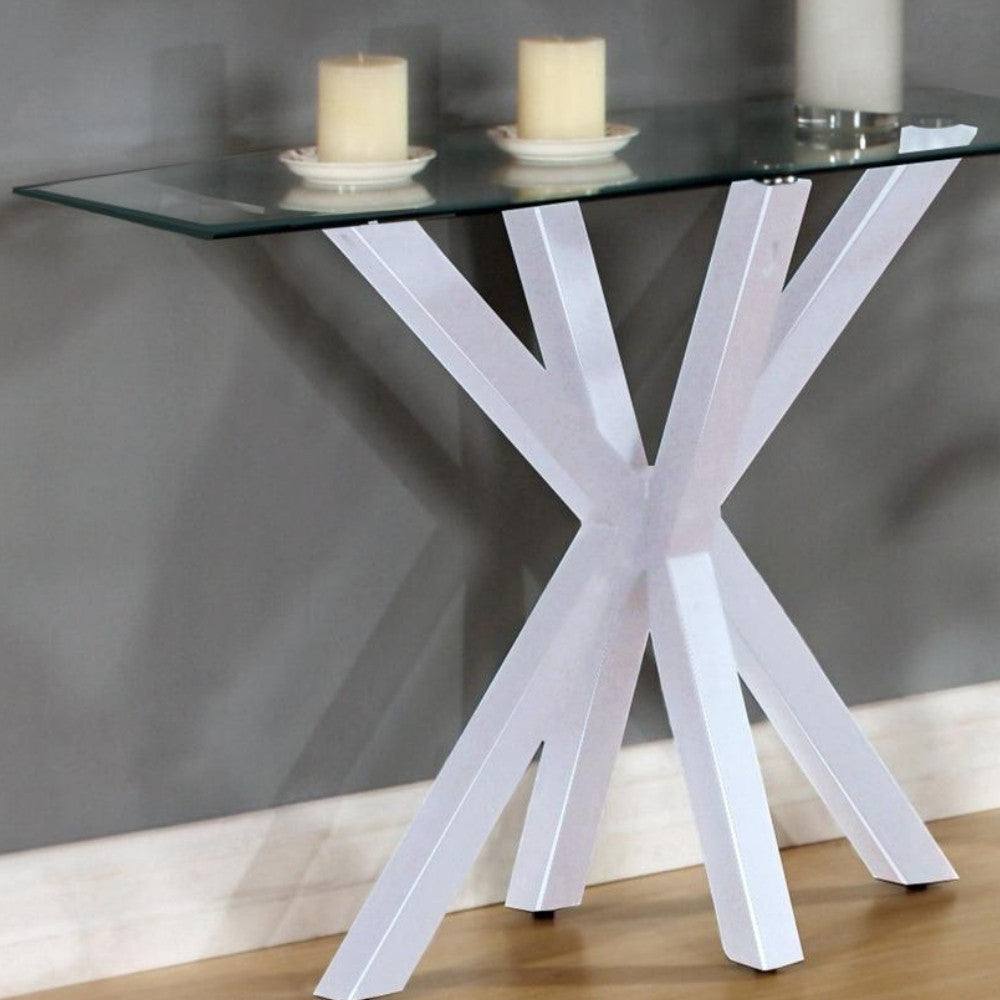 Langley Clear Glass Console Table Black or White - Furniture Network