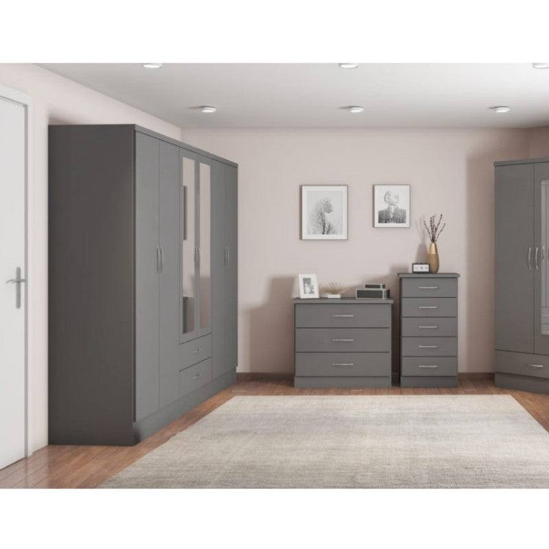 Nevada 6 Door 2 Drawer Mirrored Wardrobe - Furniture Network