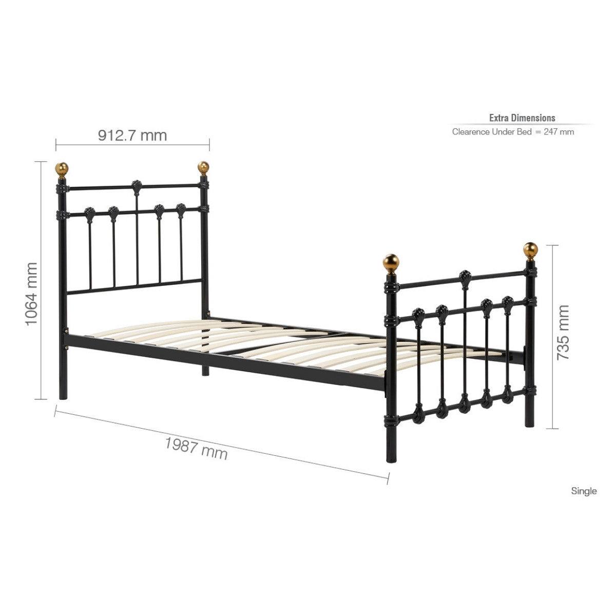 Atlas Black Metal Bed - Single, Queen, Double - Furniture Network