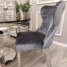 Louis Marble Dining Table with 4 Lion Knocker Crushed Velvet Chairs - Furniture Network