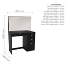 Ava 5 Drawer Dressing Table with Mirror - White or Black - Furniture Network