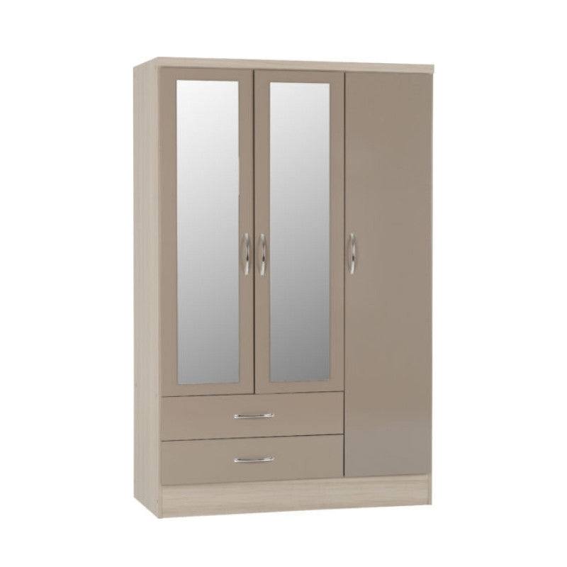 Nevada 3 Door 2 Drawer Mirrored Wardrobe - Furniture Network