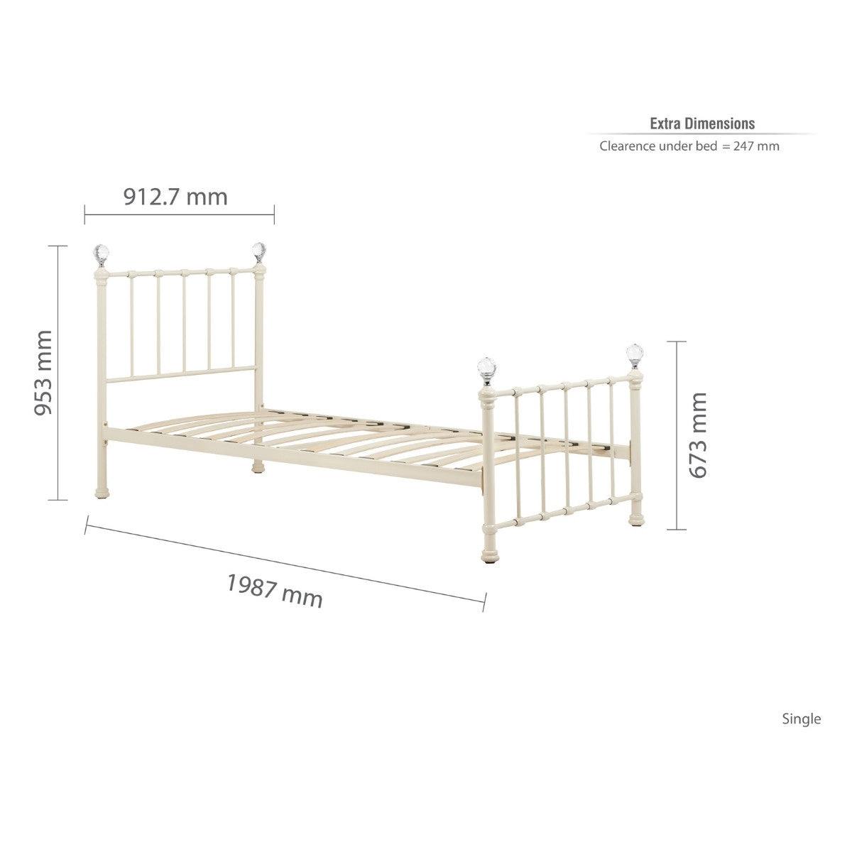 Jessica Cream White Single Metal Bed - Furniture Network