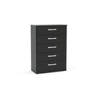 High-Gloss Lynx 5 Drawer Chest in Grey, Black, White, Brown, Silver - Furniture Network