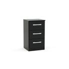 High-Gloss Lynx 3 Drawer Bedside in Grey, Black, White, Brown, Silver - Furniture Network