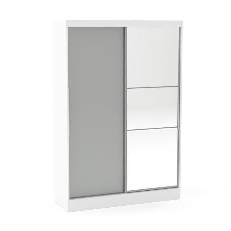 Lynx 2 Door Sliding Mirrored Wardrobe in White - Furniture Network