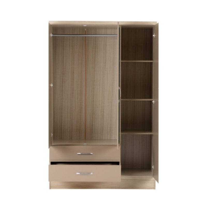 Nevada 3 Door 2 Drawer Mirrored Wardrobe - Furniture Network