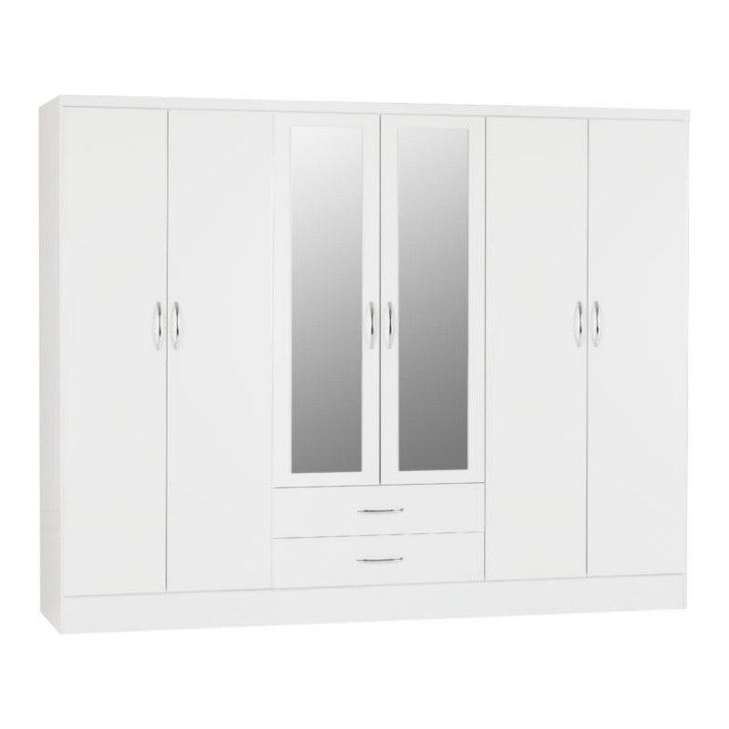 Nevada 6 Door 2 Drawer Mirrored Wardrobe - Furniture Network