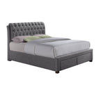 Valentino 2 Drawer Grey Fabric Bed - Double, King - Furniture Network