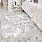 Aurora Cloud Marble Rug in Silver - Abstract & Geometric - Furniture Network