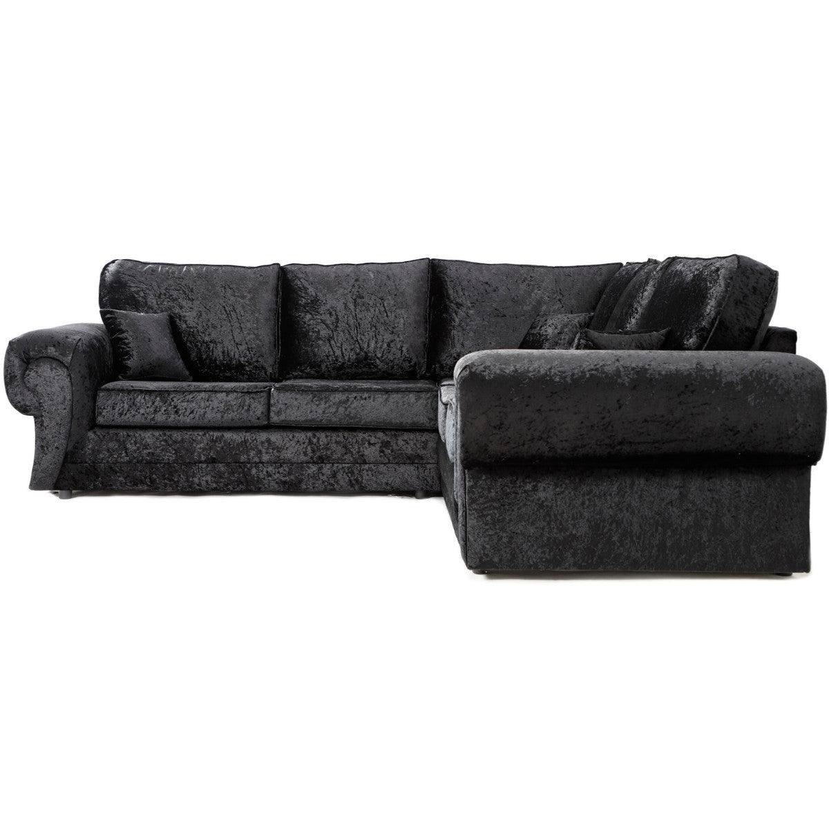 Tangent Corner Sofa in Black or Silver Crushed Velvet - Furniture Network