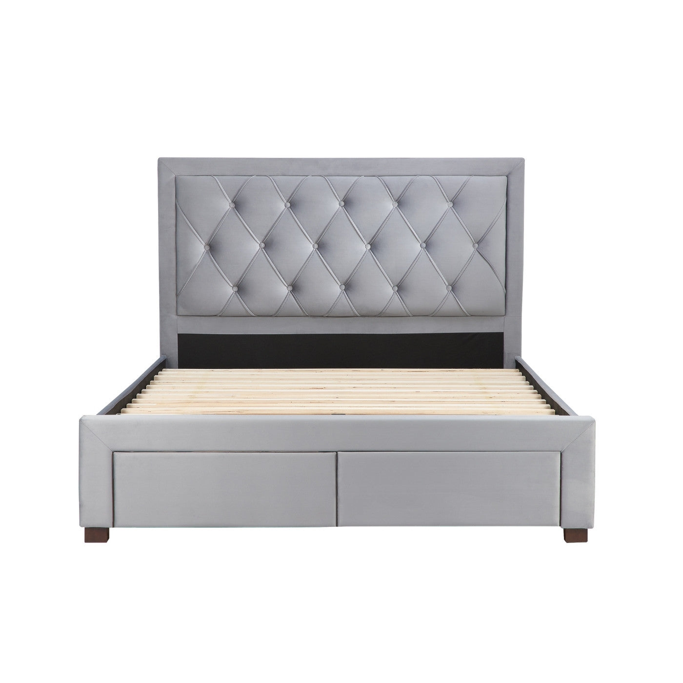 Woodbury Grey Velvet Fabric Storage Bed - Double, King, Super King - Furniture Network