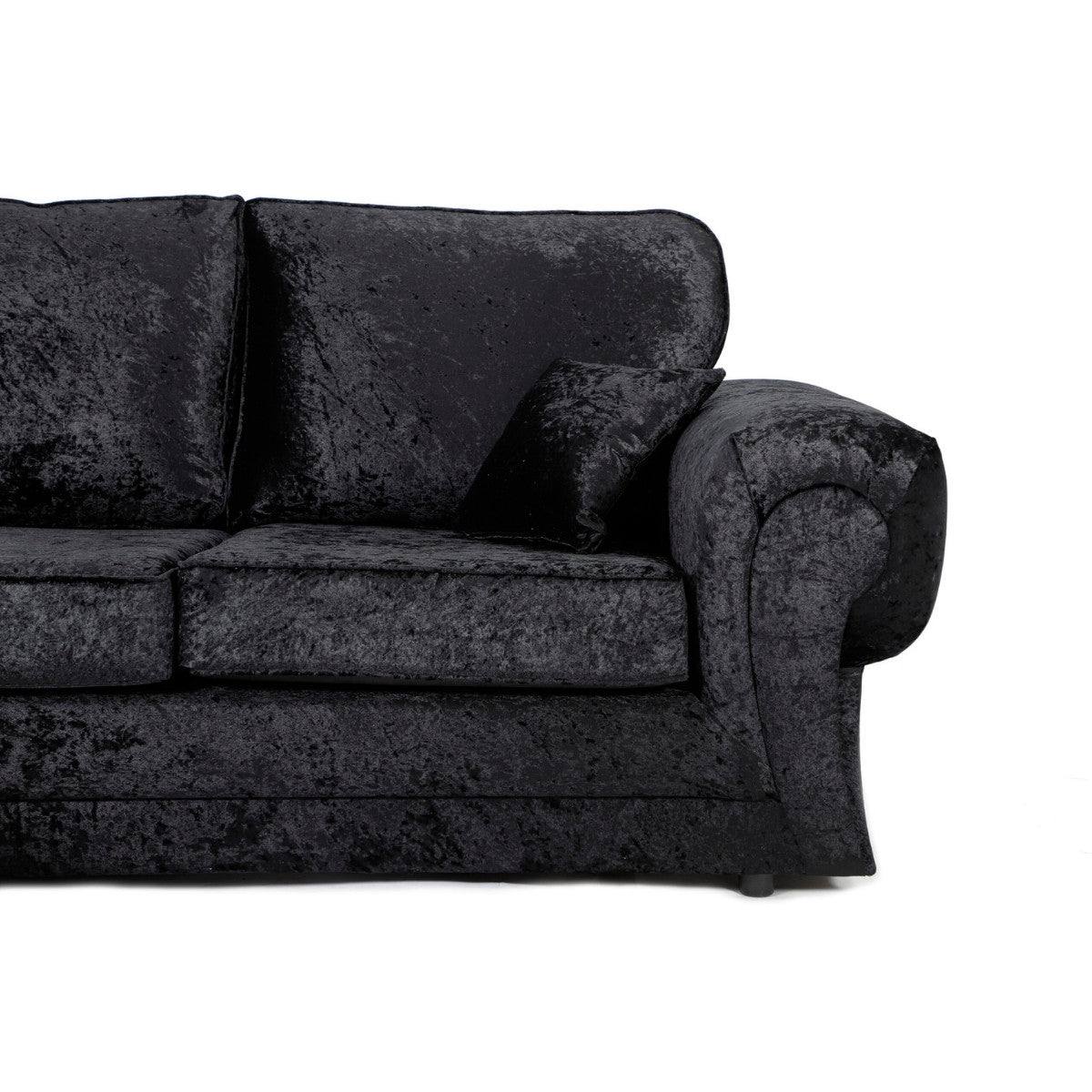 Tangent Corner Sofa in Black or Silver Crushed Velvet - Furniture Network