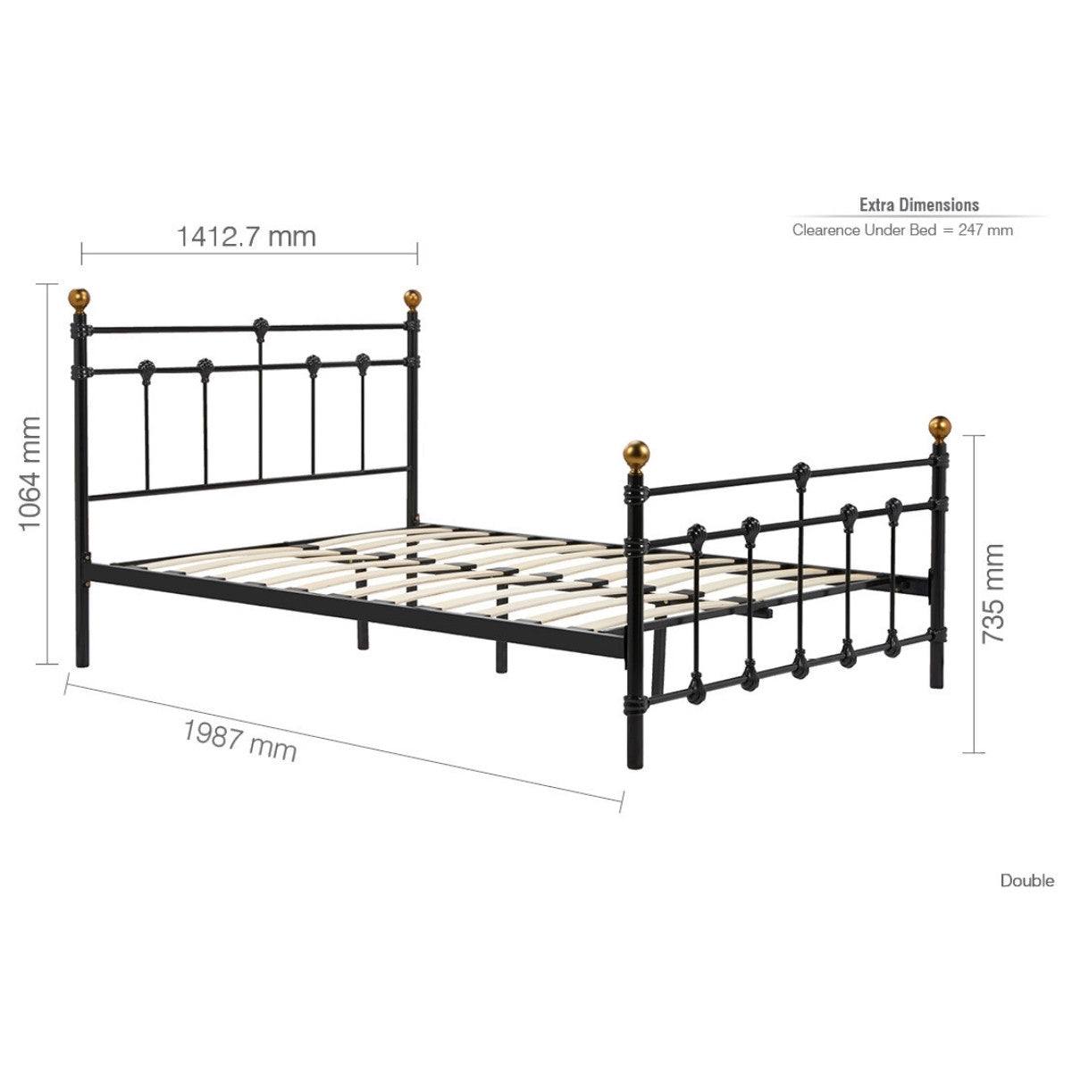 Atlas Black Metal Bed - Single, Queen, Double - Furniture Network