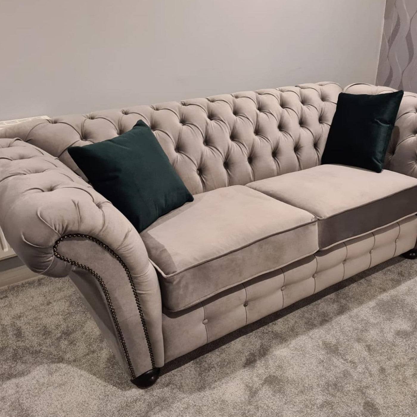 Bespoke Winchester Chesterfield 3+2 Sofa Set - Blue, Grey, Silver, Black, Green, Mustard - Furniture Network