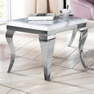 Louis Marble or Glass Lamp Table with Stainless Steel Legs - Furniture Network