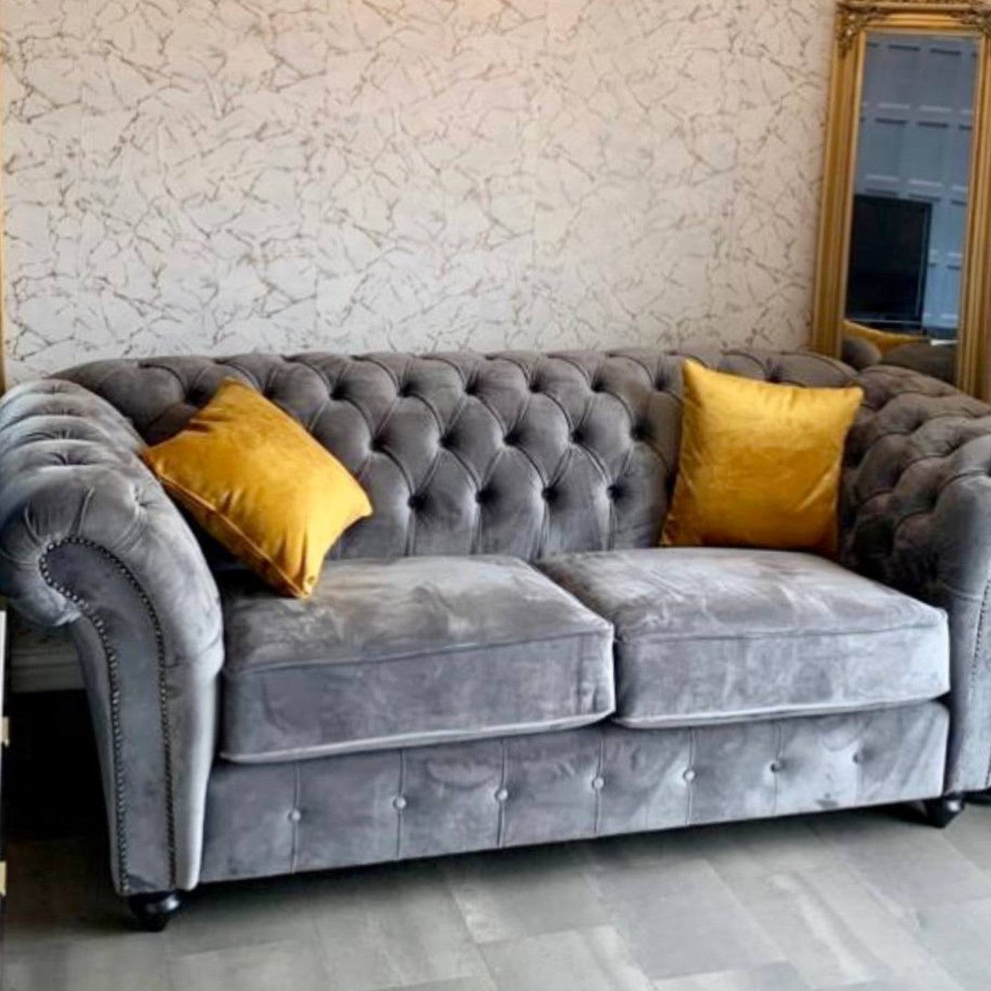 Bespoke Winchester Chesterfield 3+2 Sofa Set - Blue, Grey, Silver, Black, Green, Mustard - Furniture Network