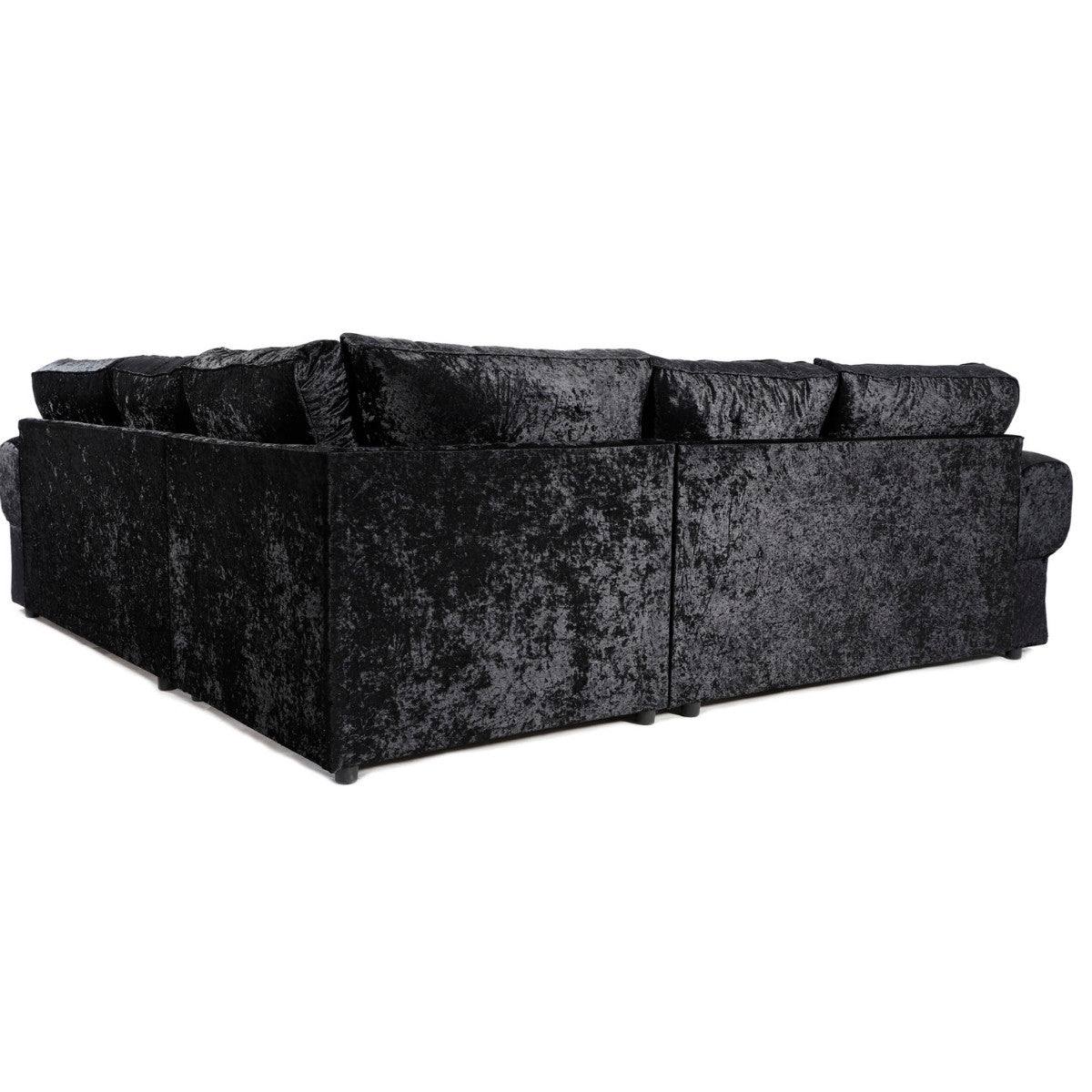 Tangent Corner Sofa in Black or Silver Crushed Velvet - Furniture Network