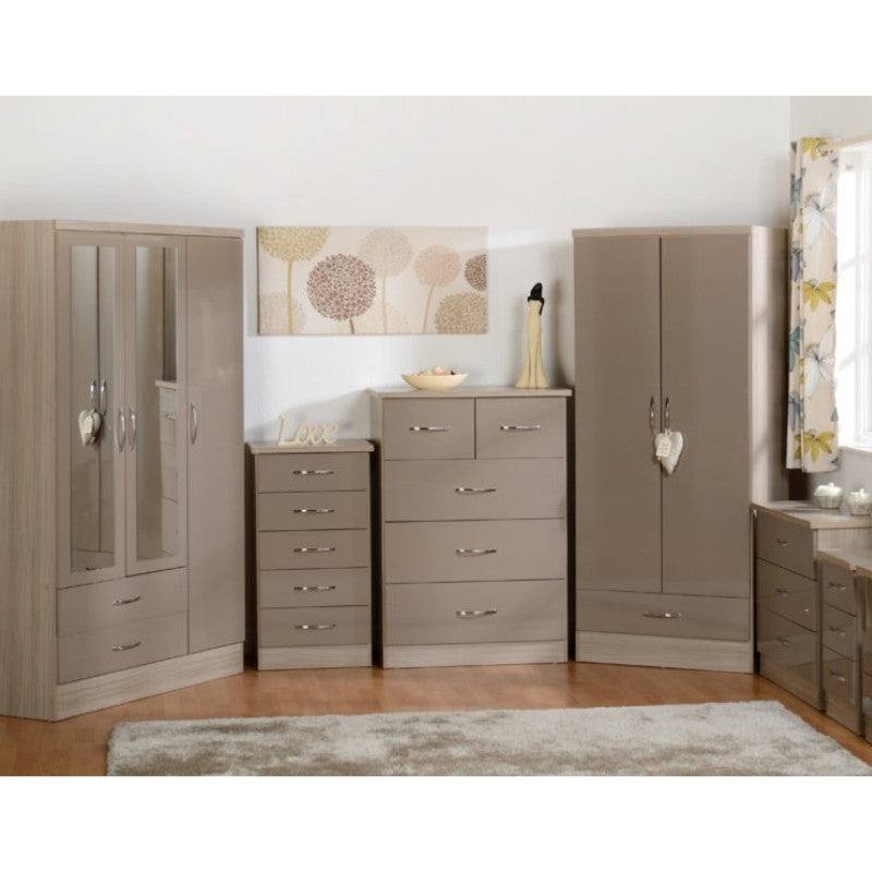 Nevada 3 Door 2 Drawer Mirrored Wardrobe - Furniture Network