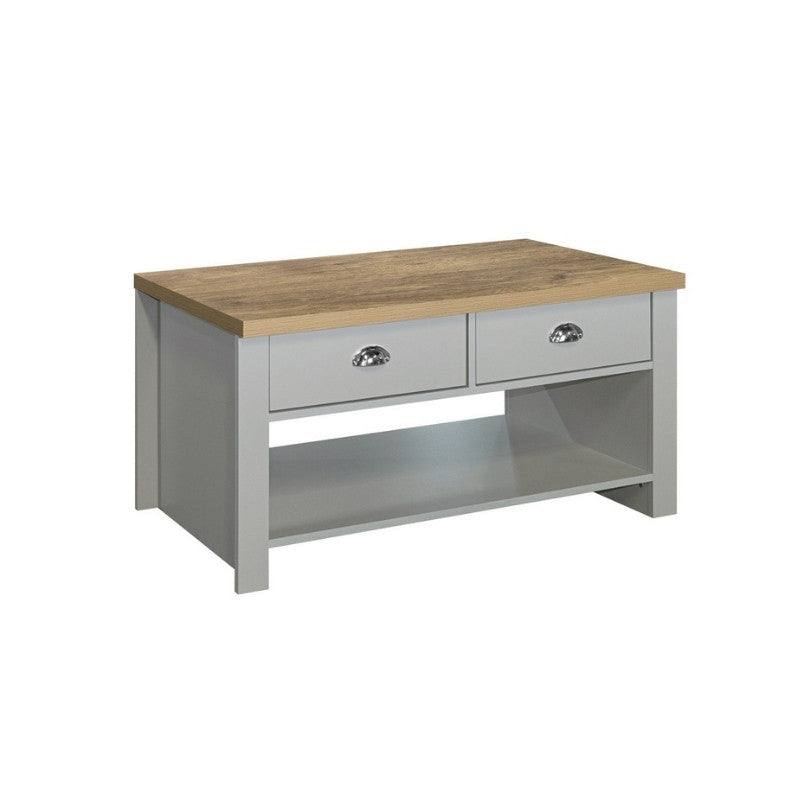 Highgate 2 Drawer Coffee Table - Navy, Cream, Grey - Furniture Network