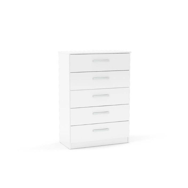 High-Gloss Lynx 5 Drawer Chest in Grey, Black, White, Brown, Silver - Furniture Network