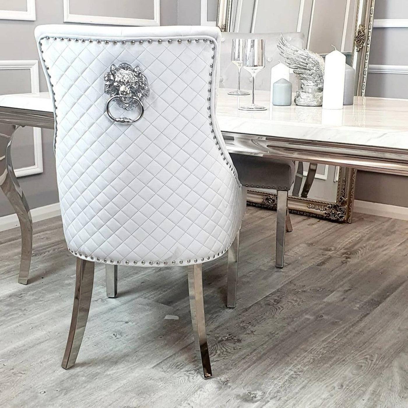 Bentley Dining Chair with Lion Knocker & Quilted Back - Furniture Network