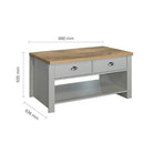 Highgate 2 Drawer Coffee Table - Navy, Cream, Grey - Furniture Network