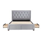 Woodbury Grey Velvet Fabric Storage Bed - Double, King, Super King - Furniture Network